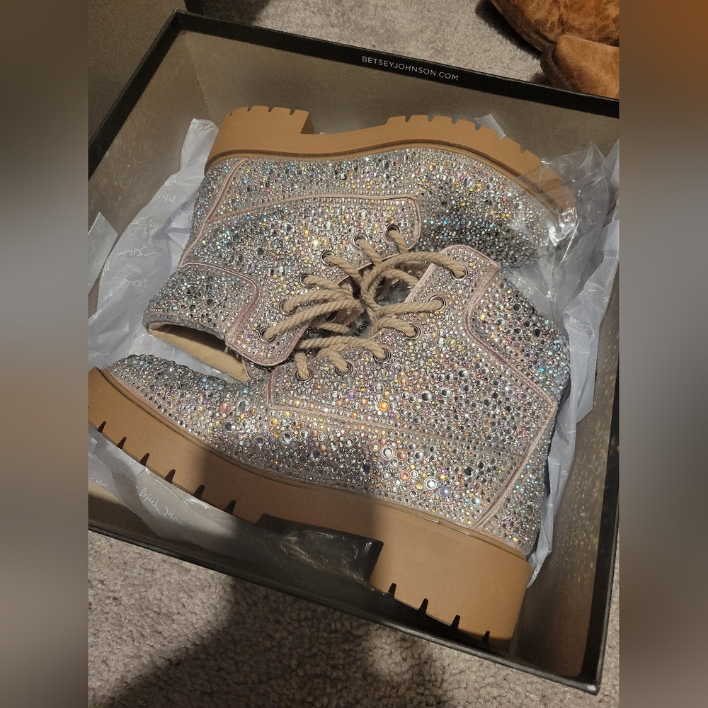 Betsey Johnson Rhinestone Boots - Size 6